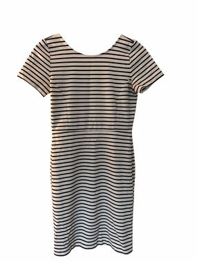 Banana Republic Striped Mini Dress Sz XS Black White Nautical